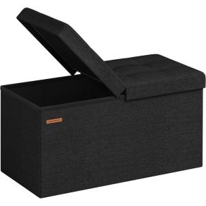 imageSONGMICS MAZIE Collection  43 Inches Storage Ottoman Foldable Storage Bench with Flipping Lid 660 lb Load Capacity for Entryway Living Room Bedroom Dark Gray ULSF76GYZInk Black