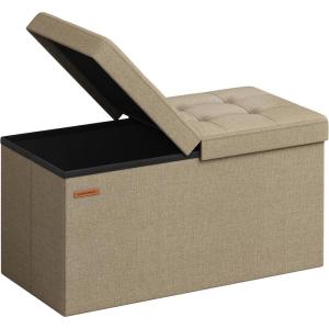 imageSONGMICS MAZIE Collection  43 Inches Storage Ottoman Foldable Storage Bench with Flipping Lid 660 lb Load Capacity for Entryway Living Room Bedroom Dark Gray ULSF76GYZCamel Brown