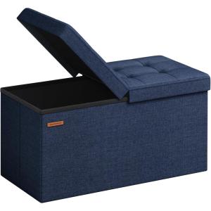 imageSONGMICS MAZIE Collection  43 Inches Storage Ottoman Foldable Storage Bench with Flipping Lid 660 lb Load Capacity for Entryway Living Room Bedroom Dark Gray ULSF76GYZMidnight Blue