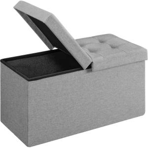 imageSONGMICS MAZIE Collection  43 Inches Storage Ottoman Foldable Storage Bench with Flipping Lid 660 lb Load Capacity for Entryway Living Room Bedroom Dark Gray ULSF76GYZAsh Gray