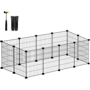 imageSONGMICS Pet Playpen Small Animal Cage Pet Fence with Cable Ties DIY Metal Enclosure for Guinea Pigs Hamsters Rabbits Hedgehogs Black ULPI001B01Black