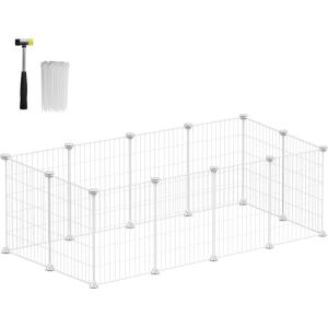 imageSONGMICS Pet Playpen Small Animal Cage Pet Fence with Cable Ties DIY Metal Enclosure for Guinea Pigs Hamsters Rabbits Hedgehogs Black ULPI001B01white