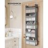 imageSONGMICS Over The Door Organizer Hanging Door Organizer with 5 Large Pockets 5Tier Fabric Storage Transparent Nylon Mesh Foldable Metal Hooks with Side Pouches Cloud White URDH007W01Dove Gray