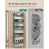 imageSONGMICS Over The Door Organizer Hanging Door Organizer with 5 Large Pockets 5Tier Fabric Storage Transparent Nylon Mesh Foldable Metal Hooks with Side Pouches Cloud White URDH007W01Dove Gray