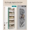 imageSONGMICS Over The Door Organizer Hanging Door Organizer with 5 Large Pockets 5Tier Fabric Storage Transparent Nylon Mesh Foldable Metal Hooks with Side Pouches Cloud White URDH007W01Summer Sand