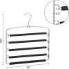 imageSONGMICS Pants Hangers Set of 3 5 Tiers NonSlip Skirt Hangers Space Saving Pants Organizers for Closet Silver and Black UCRI041BK3 Packs with 5Tiers