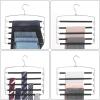 imageSONGMICS Pants Hangers Set of 3 5 Tiers NonSlip Skirt Hangers Space Saving Pants Organizers for Closet Silver and Black UCRI041BK3 Packs with 5Tiers
