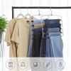 imageSONGMICS Pants Hangers Set of 3 5 Tiers NonSlip Skirt Hangers Space Saving Pants Organizers for Closet Silver and Black UCRI041BK3 Packs with 5Tiers