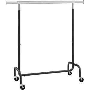 imageSONGMICS Clothes Rack with Wheels HeavyDuty Garment Rack with Extendable Rod 2866 lb Load Capacity 177 x 433591 x 641 Inches Black and Silver UHSR011E01Black  Silver