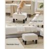 imageSONGMICS Foot Stool with Legs Small Footstool Ottoman LinenLook Fabric Seat with Thick Cushion for Living Room Bedroom Entryway 330 lb Weight Capacity Ink Black ULOM502B01Cream White