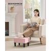 imageSONGMICS Foot Stool with Legs Small Footstool Ottoman LinenLook Fabric Seat with Thick Cushion for Living Room Bedroom Entryway 330 lb Weight Capacity Ink Black ULOM502B01Jelly Pink