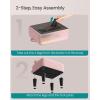 imageSONGMICS Foot Stool with Legs Small Footstool Ottoman LinenLook Fabric Seat with Thick Cushion for Living Room Bedroom Entryway 330 lb Weight Capacity Ink Black ULOM502B01Jelly Pink