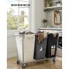 imageSONGMICS Laundry Basket with Wheels 343 Gallons 130 L Rolling Laundry Hamper with Removable Bag HeavyDuty Steel Frame Ink Black URLS008B01Cream White  Dark Gray  Ink Black