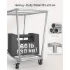 imageSONGMICS Laundry Basket with Wheels 343 Gallons 130 L Rolling Laundry Hamper with Removable Bag HeavyDuty Steel Frame Ink Black URLS008B01Cream White