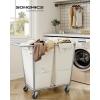 imageSONGMICS Laundry Basket with Wheels 343 Gallons 130 L Rolling Laundry Hamper with Removable Bag HeavyDuty Steel Frame Ink Black URLS008B01Cream White