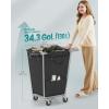 imageSONGMICS Laundry Basket with Wheels 343 Gallons 130 L Rolling Laundry Hamper with Removable Bag HeavyDuty Steel Frame Ink Black URLS008B01Ink Black