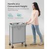 imageSONGMICS Laundry Basket with Wheels Rolling Laundry Hamper 475 Gallons 180 L Removable Liner Steel Frame with Handle 315 x 154 x 319 Inches Cream White URLS011W01Dove Grey