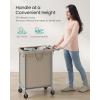 imageSONGMICS Laundry Basket with Wheels Rolling Laundry Hamper 475 Gallons 180 L Removable Liner Steel Frame with Handle 315 x 154 x 319 Inches Cream White URLS011W01Camel Brown