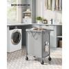 imageSONGMICS Laundry Basket with Wheels Rolling Laundry Hamper 475 Gallons 180 L Removable Liner Steel Frame with Handle 315 x 154 x 319 Inches Cream White URLS011W01Dove Grey