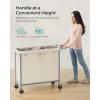 imageSONGMICS Laundry Basket with Wheels Rolling Laundry Hamper 475 Gallons 180 L Removable Liner Steel Frame with Handle 315 x 154 x 319 Inches Cream White URLS011W01White