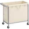 imageSONGMICS Laundry Basket with Wheels Rolling Laundry Hamper 475 Gallons 180 L Removable Liner Steel Frame with Handle 315 x 154 x 319 Inches Cream White URLS011W01White