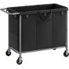 imageSONGMICS Laundry Basket with Wheels Rolling Laundry Hamper 475 Gallons 180 L Removable Liner Steel Frame with Handle 315 x 154 x 319 Inches Cream White URLS011W01Ink Black