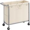 imageSONGMICS Laundry Basket with Wheels Rolling Laundry Hamper 475 Gallons 180 L Removable Liner Steel Frame with Handle 315 x 154 x 319 Inches Cream White URLS011W01White