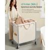 imageSONGMICS Laundry Basket with Wheels Rolling Laundry Hamper 475 Gallons 180 L Removable Liner Steel Frame with Handle 315 x 154 x 319 Inches Cream White URLS011W01White