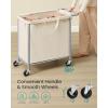 imageSONGMICS Laundry Basket with Wheels Rolling Laundry Hamper 475 Gallons 180 L Removable Liner Steel Frame with Handle 315 x 154 x 319 Inches Cream White URLS011W01White