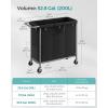 imageSONGMICS Laundry Basket with Wheels Rolling Laundry Hamper 475 Gallons 180 L Removable Liner Steel Frame with Handle 315 x 154 x 319 Inches Cream White URLS011W01Ink Black