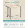 imageSONGMICS Laundry Basket with Wheels Rolling Laundry Hamper 475 Gallons 180 L Removable Liner Steel Frame with Handle 315 x 154 x 319 Inches Cream White URLS011W01White