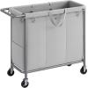 imageSONGMICS Laundry Basket with Wheels Rolling Laundry Hamper 475 Gallons 180 L Removable Liner Steel Frame with Handle 315 x 154 x 319 Inches Cream White URLS011W01Dove Grey