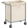 imageSONGMICS Laundry Basket with Wheels Rolling Laundry Hamper 475 Gallons 180 L Removable Liner Steel Frame with Handle 315 x 154 x 319 Inches Cream White URLS011W01White