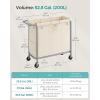 imageSONGMICS Laundry Basket with Wheels Rolling Laundry Hamper 475 Gallons 180 L Removable Liner Steel Frame with Handle 315 x 154 x 319 Inches Cream White URLS011W01White
