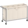 imageSONGMICS Laundry Basket with Wheels Rolling Laundry Hamper 475 Gallons 180 L Removable Liner Steel Frame with Handle 315 x 154 x 319 Inches Cream White URLS011W01White