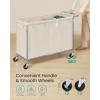 imageSONGMICS Laundry Basket with Wheels Rolling Laundry Hamper 475 Gallons 180 L Removable Liner Steel Frame with Handle 315 x 154 x 319 Inches Cream White URLS011W01White