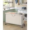 imageSONGMICS Laundry Basket with Wheels Rolling Laundry Hamper 475 Gallons 180 L Removable Liner Steel Frame with Handle 315 x 154 x 319 Inches Cream White URLS011W01White