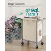 imageSONGMICS Laundry Basket with Wheels Rolling Laundry Hamper 475 Gallons 180 L Removable Liner Steel Frame with Handle 315 x 154 x 319 Inches Cream White URLS011W01White