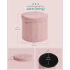 imageSONGMICS Mazie Collection  Round Storage Ottoman Folding Footrest Stool with Removable Lid Easy Assembly Velvet Vanity Stool for Bedroom Living Room Entryway Jelly Pink ULSF608R01Jelly Pink