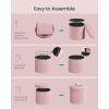 imageSONGMICS Mazie Collection  Round Storage Ottoman Folding Footrest Stool with Removable Lid Easy Assembly Velvet Vanity Stool for Bedroom Living Room Entryway Jelly Pink ULSF608R01Jelly Pink
