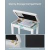 imageSONGMICS Piano Bench with Padded Cushion and Storage Compartment for Music Books Vanity Stool Tufted Wooden Piano Seat 138 x 22 x 195 Inches White ULPB55WTWhite