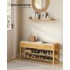 imageSONGMICS Storage Bench Bamboo Shoe Rack Entryway Furniture 394 Inches Wide Hidden Storage Compartments 2Tier Shoe Shelves for Entryway Living Room Bedroom Dorm Ink Black ULSB059B01Natural Beige