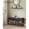 imageSONGMICS Storage Bench Bamboo Shoe Rack Entryway Furniture 394 Inches Wide Hidden Storage Compartments 2Tier Shoe Shelves for Entryway Living Room Bedroom Dorm Ink Black ULSB059B01Ink Black