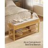 imageSONGMICS Storage Bench Bamboo Shoe Rack Entryway Furniture 394 Inches Wide Hidden Storage Compartments 2Tier Shoe Shelves for Entryway Living Room Bedroom Dorm Ink Black ULSB059B01Natural Beige