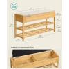imageSONGMICS Storage Bench Bamboo Shoe Rack Entryway Furniture 394 Inches Wide Hidden Storage Compartments 2Tier Shoe Shelves for Entryway Living Room Bedroom Dorm Ink Black ULSB059B01Natural Beige