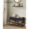 imageSONGMICS Storage Bench Bamboo Shoe Rack Entryway Furniture 394 Inches Wide Hidden Storage Compartments 2Tier Shoe Shelves for Entryway Living Room Bedroom Dorm Ink Black ULSB059B01Ink Black