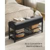 imageSONGMICS Storage Bench Bamboo Shoe Rack Entryway Furniture 394 Inches Wide Hidden Storage Compartments 2Tier Shoe Shelves for Entryway Living Room Bedroom Dorm Ink Black ULSB059B01Ink Black