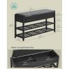 imageSONGMICS Storage Bench Bamboo Shoe Rack Entryway Furniture 394 Inches Wide Hidden Storage Compartments 2Tier Shoe Shelves for Entryway Living Room Bedroom Dorm Ink Black ULSB059B01Ink Black
