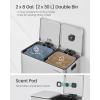 imageSONGMICS Trash Can 2 x 8 Gallon 2 x 30 L Double Garbage Can with SoftClose Lids Removable Inner Buckets Pedals Stainless Steel for Waste and Recycling Ink Black ULTB743B01Metallic Silver