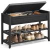 imageSONGMICS Storage Bench Bamboo Shoe Rack Entryway Furniture 394 Inches Wide Hidden Storage Compartments 2Tier Shoe Shelves for Entryway Living Room Bedroom Dorm Ink Black ULSB059B01Ink Black